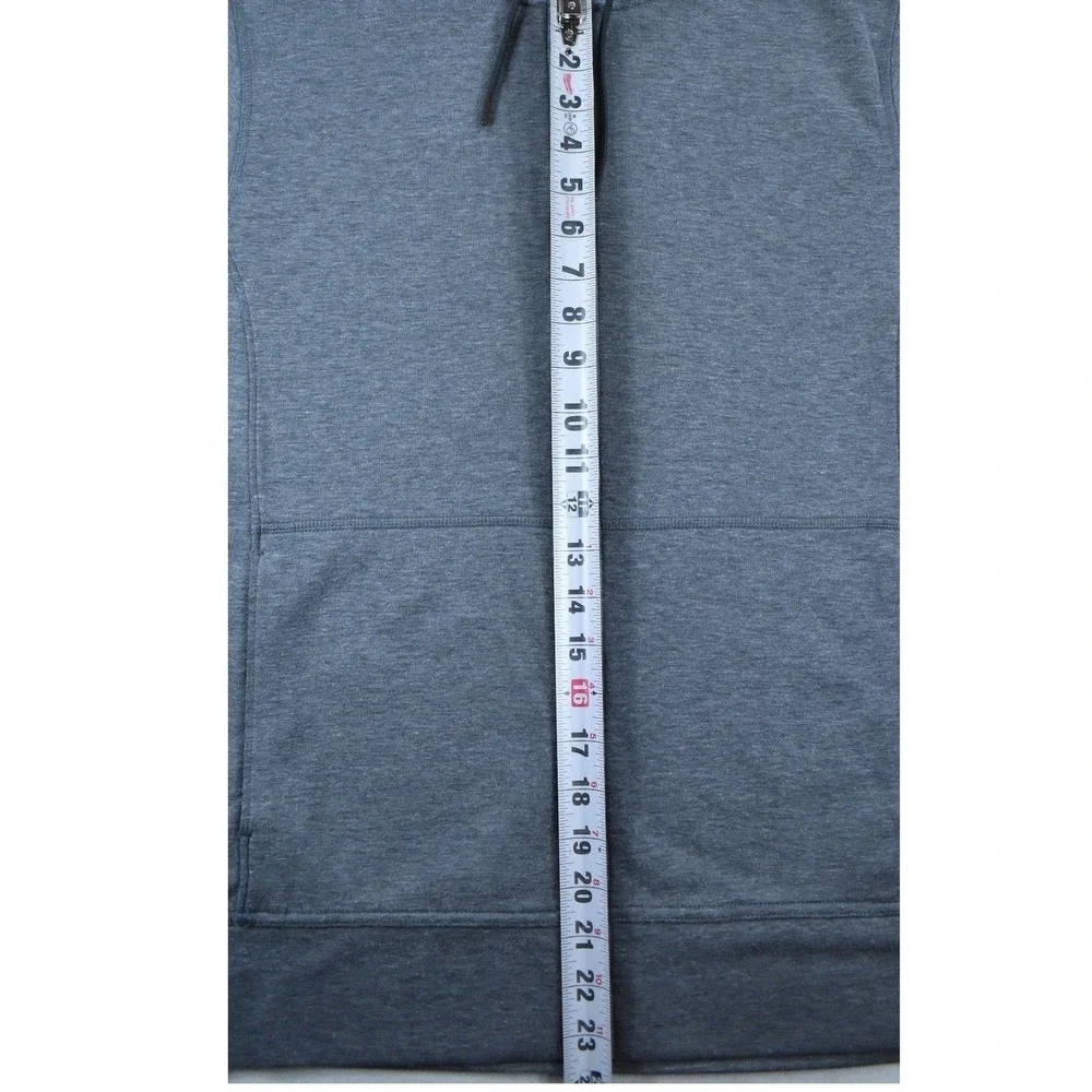 The North Face Mens Gray Full Zip Hoodie Heathered Sweatshirt Logo Sleeve Small